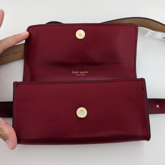 NWT! Kate Spade New York Leather Bow Belt Bag In Red Size L/XL - Picture 11 of 16